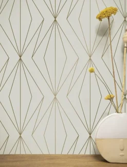 Golden lines behang 100x280cm zand / goud MW-073