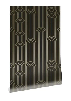 Golden lines behang 100x280cm zwart / goud MW-091