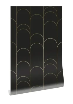 Golden lines behang 100x280cm zwart/goud MW-071