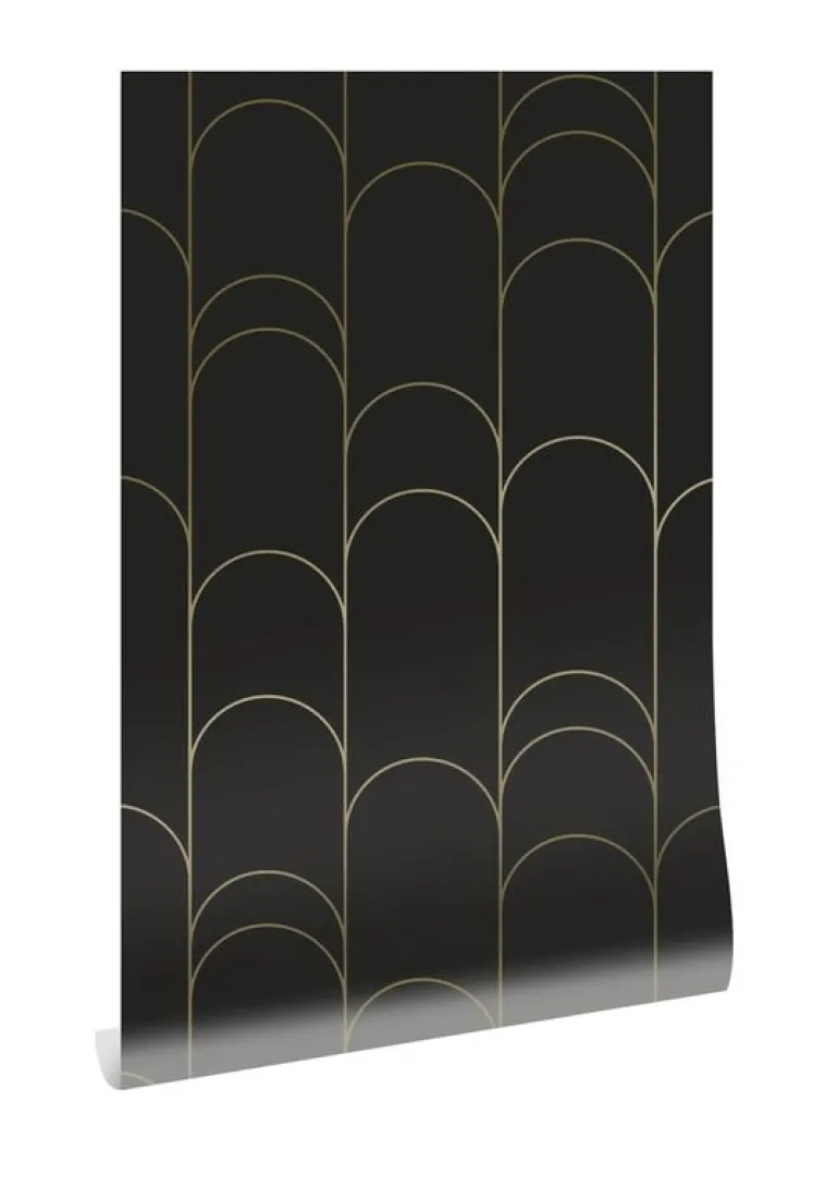 Golden lines behang 100x280cm zwart/goud MW-071