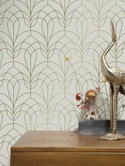 Golden lines behang 100x280cm zand / goud MW-083