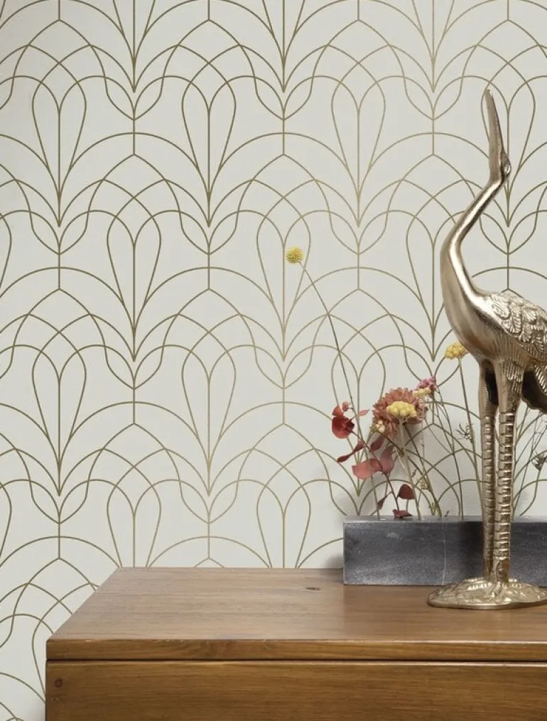 Golden lines behang 100x280cm zand / goud MW-083