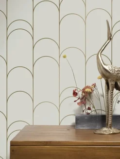 Golden lines behang 100x280cm zand/goud MW-068