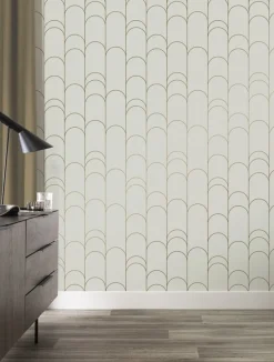 Golden lines behang 100x280cm zand/goud MW-068