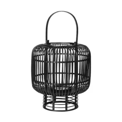 Goran lantaarn bamboe/glas zwart- Ø37XH42CM