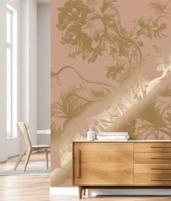 Goud Engraved bloemen behang nude MW-120 300x280cm