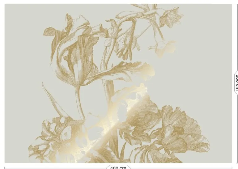 Goud Engraved bloemen behang zand MW-127 400x280cm