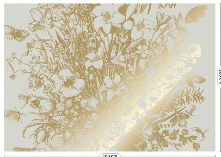 Goud Engraved bloemen behang zand MW-136 400x280cm