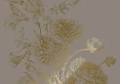 Goud Engraved bloemen behang grijs MW-149 200x280cm