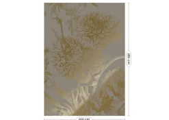 Goud Engraved bloemen behang grijs MW-149 200x280cm