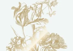 Goud Engraved bloemen behang off-white MW-123 300x280cm