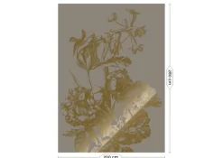 Goud Engraved bloemen behang grijs MW-128 200x280cm