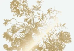 Goud Engraved bloemen behang off-white MW-113 200x280cm