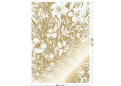 Goud Engraved bloemen behang off white MW-131 200x280cm