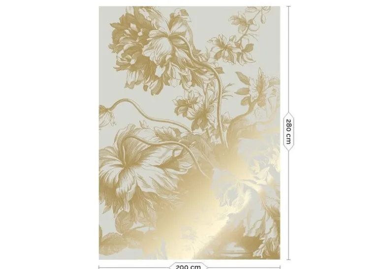 Goud Engraved bloemen behang zand MW-116 200x280cm