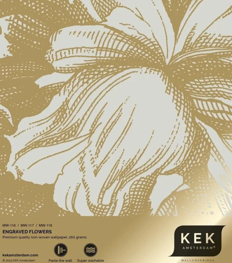 Goud Engraved bloemen behang zand MW-116 200x280cm