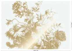 Goud Engraved bloemen behang off-white MW-115 400x280cm
