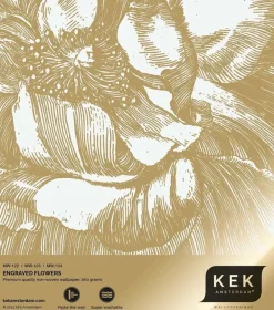 Goud Engraved bloemen behang off-white MW-122 200x280cm
