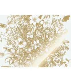 Goud Engraved bloemen behang off white MW-132 300x280cm