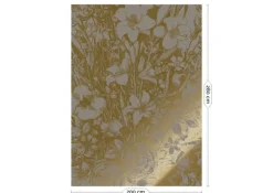 Goud Engraved bloemen behang grijs MW-140 200x280cm