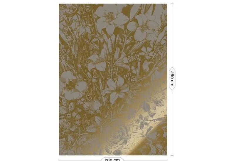 Goud Engraved bloemen behang grijs MW-140 200x280cm
