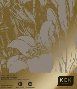 Goud Engraved bloemen behang grijs MW-140 200x280cm