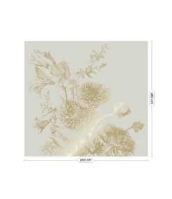 Goud Engraved bloemen behang zand MW-144 300x280cm