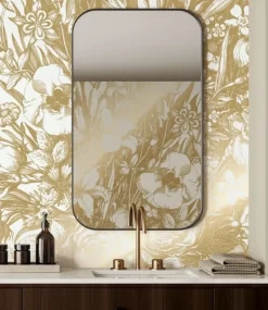 Goud Engraved bloemen behang off white MW-133 400x280cm
