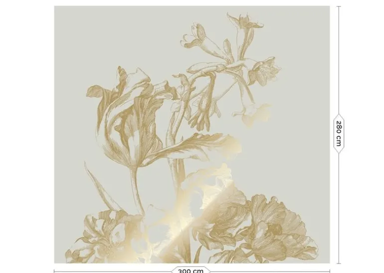 Goud Engraved bloemen behang zand MW-126 300x280cm