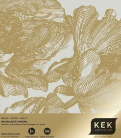 Goud Engraved bloemen behang zand MW-126 300x280cm