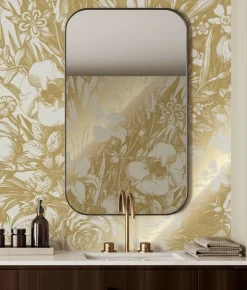 Goud Engraved bloemen behang zand MW-135 300x280cm