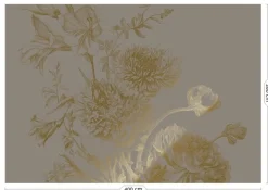 Goud Engraved bloemen behang grijs MW-151 400x280cm