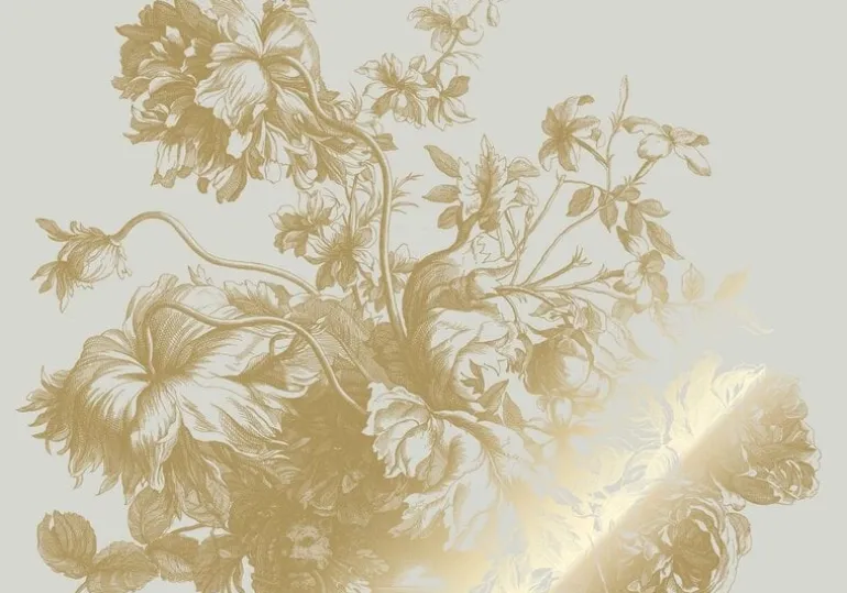 Goud Engraved bloemen behang zand MW-117 300x280cm