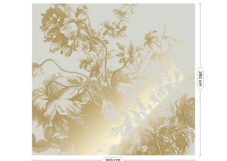 Goud Engraved bloemen behang zand MW-117 300x280cm
