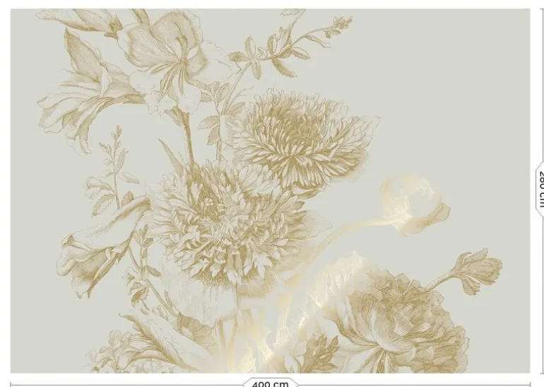 Goud Engraved bloemen behang zand MW-145 400x280cm