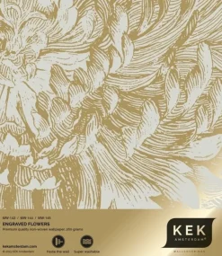 Goud Engraved bloemen behang zand MW-145 400x280cm