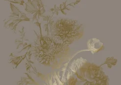 Goud Engraved bloemen behang grijs MW-150 300x280cm