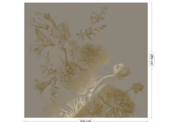 Goud Engraved bloemen behang grijs MW-150 300x280cm