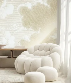 Goud Engraved clouds behang MW-176 - 200x280cm