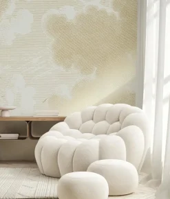 Goud Engraved clouds zand behang MW-179 - 200x280cm