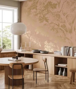 Goud Engraved landschappen behang nude MW-171 300x280cm