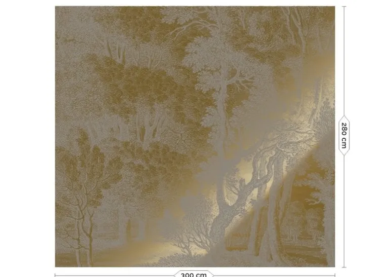 Goud Engraved landschappen behang grijs MW-162 300x280cm