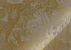 Goud Engraved landschappen behang grijs MW-100 400x280cm