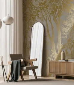 Goud Engraved landschappen behang grijs MW-100 400x280cm