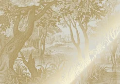 Goud Engraved landschappen behang zand MW-093 300x280cm