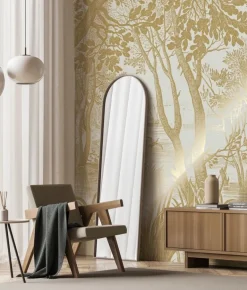 Goud Engraved landschappen behang zand MW-093 300x280cm