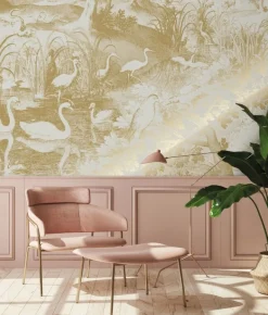 Goud Engraved landschappen behang zand MW-106 400x280cm