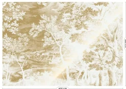 Goud Engraved landschappen behang off-white MW-166 400x280cm