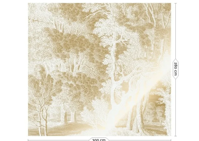 Goud Engraved landschappen behang off-white MW-153 300x280cm
