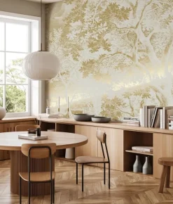 Goud Engraved landschappen behang zand MW-167 200x280cm